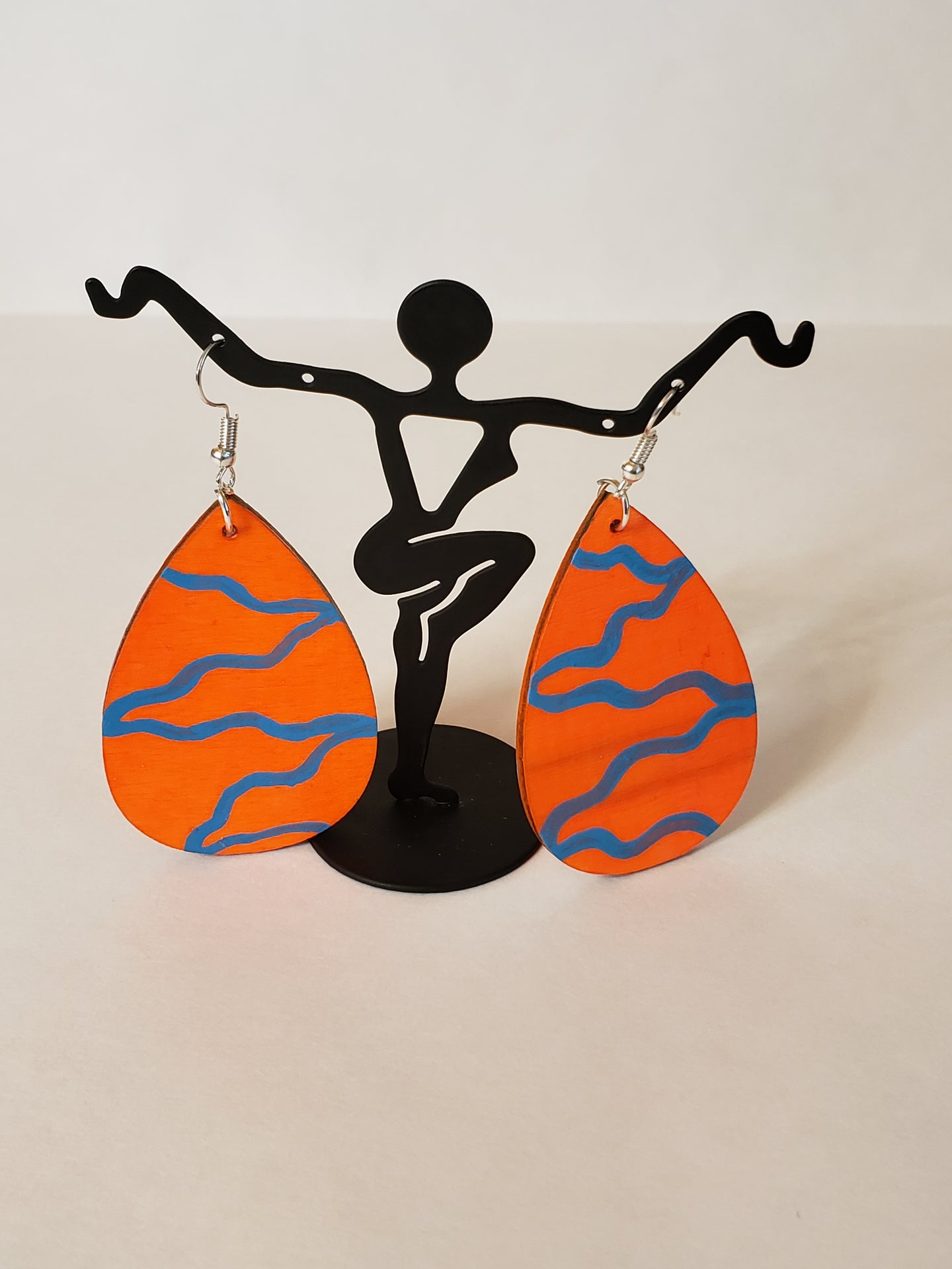 Neon Orange and Turquoise - Tear Drop Earrings