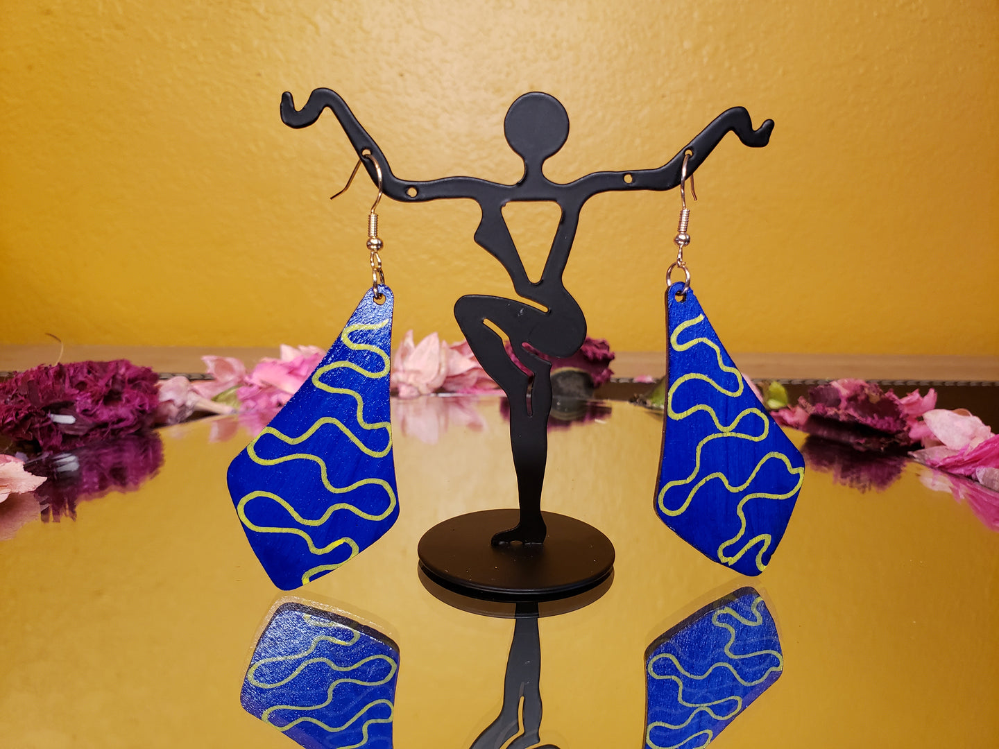 Blue & Yellow Dangle Earrings