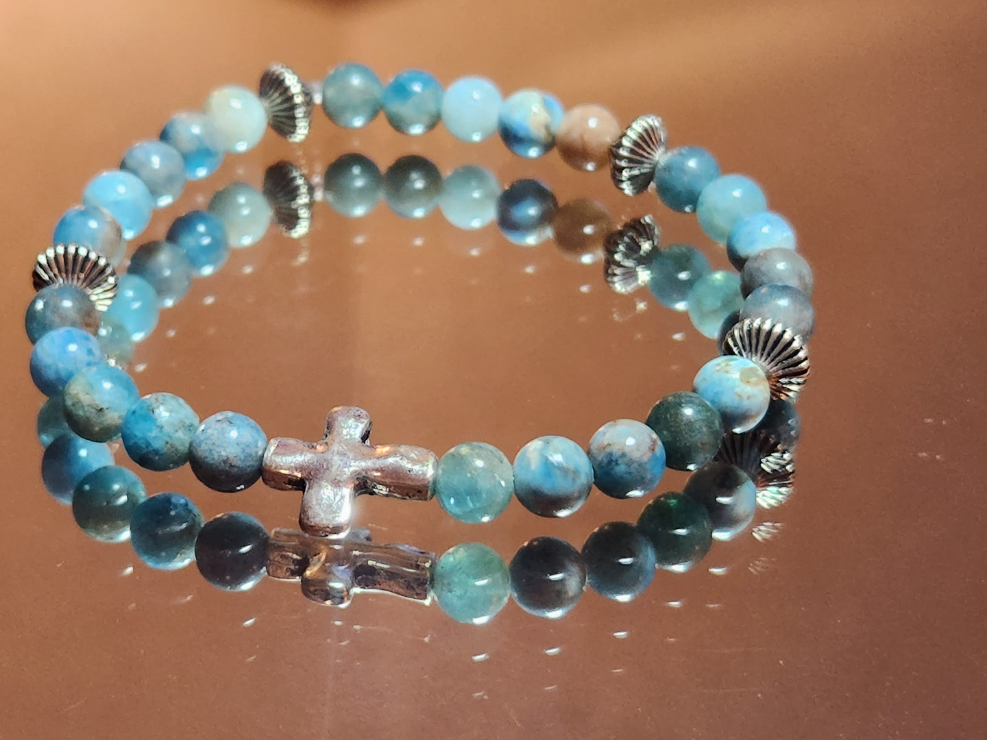 Blue Apatite Stone Beads Bracelet